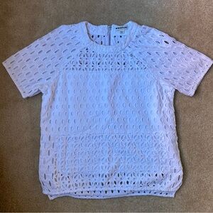Whistles White Eyelet Women's Top Size 2 100% Cotton Bridal Cottagecore Coquette